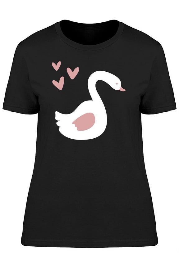 Swan & Hearts Cartoon T-Shirt Women -Image by Shutterstock, Female Large