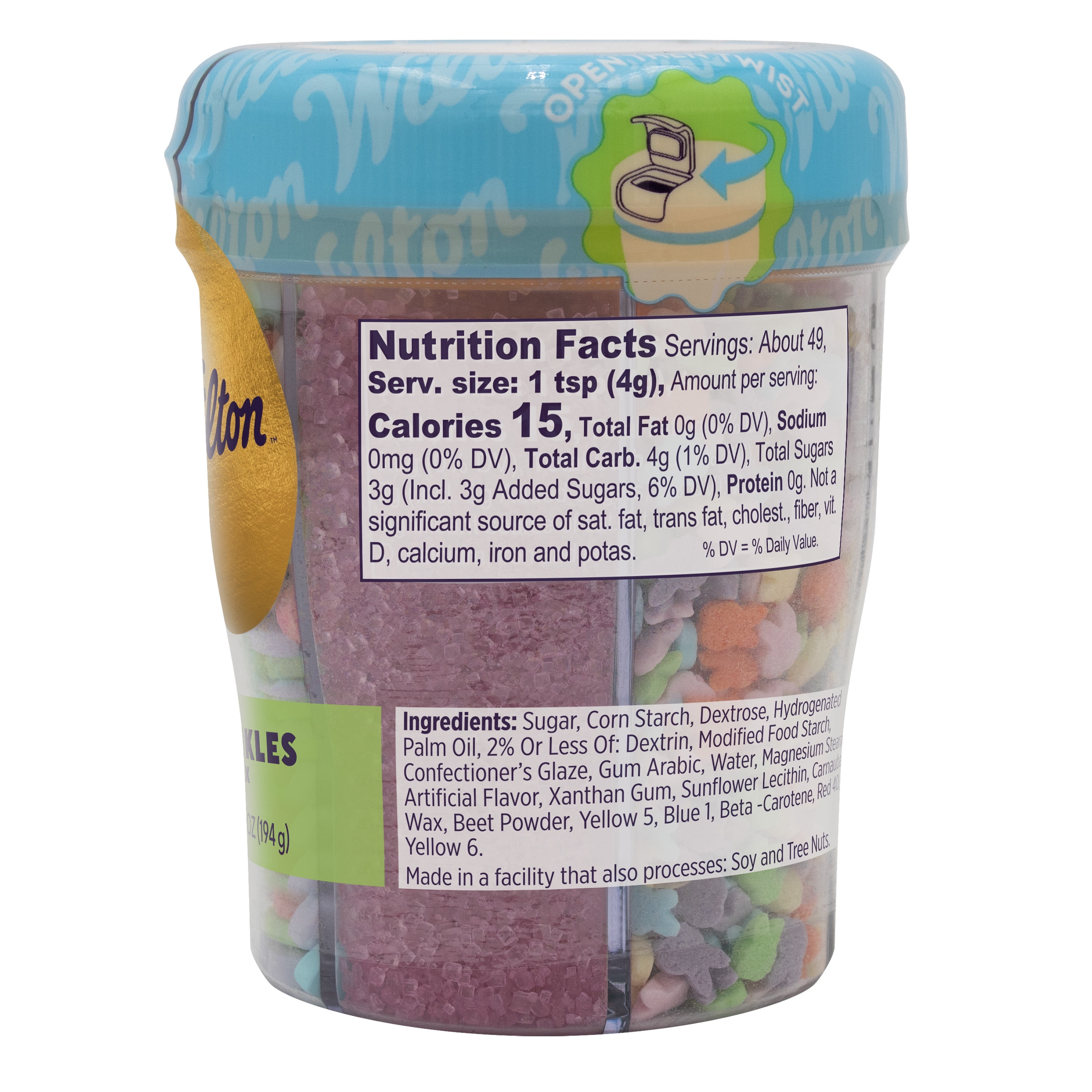 Wilton Easter Pastels Edible Sprinkle Mix, 6-Cell Variety Pack with Egg & Bunny Shapes, Jimmies & Sparkling Sugars, 6.8 oz.