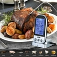 thumbnail image 3 of Termómetro inalámbrico para carne con sonda, pantalla LCD retroiluminada, temporizador y alcance remoto de 30m, ideal para asar y hornear (color plateado), 3 of 6