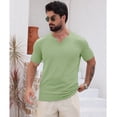 thumbnail image 6 of Ambiloof Men's slim fit muscle skinny V-neck casual t-shirt short sleeve muscle henley t-shirt fashionable business topsGreen/2XL, 6 of 6