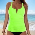 thumbnail image 2 of Swuxness Womens Solid Color Adjustable Strap V Neck Bikini Top with Chest Pad No Under Swimwear, 2 of 5