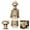 White, variant on Halloween Skeleton Bust Decor, Resin Skull Statue with Top Hat and Cape, Antique Ivory Gothic Tabletop Decoration
