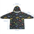 thumbnail image 7 of Black Controllers Games Icons Black Pattern Blanket Hoodies for Kids 6-13YR Oversize Wearable Blanket Hoodies for Boys Girls Teens, 7 of 7
