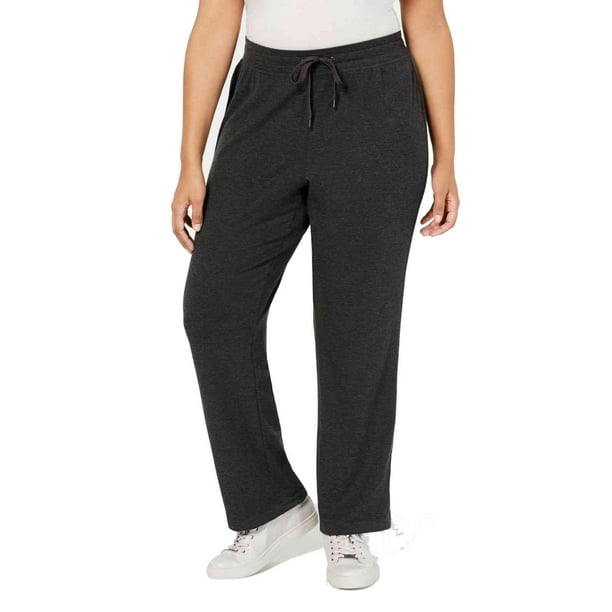 Ideology - Ideology Plus Size High-Rise Side-Snap Sweatpants (Noir, 2X ...