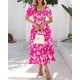 thumbnail image 5 of Vestido casual BTFBM maxi floral fruncido con cuello cuadrado para mujer, 5 of 6