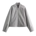 thumbnail image 4 of Chaqueta Bomber informal holgada para mujer, abrigo de lana informal de Color liso, ropa de abrigo de manga larga con bolsillo, Primavera, novedad, 4 of 5