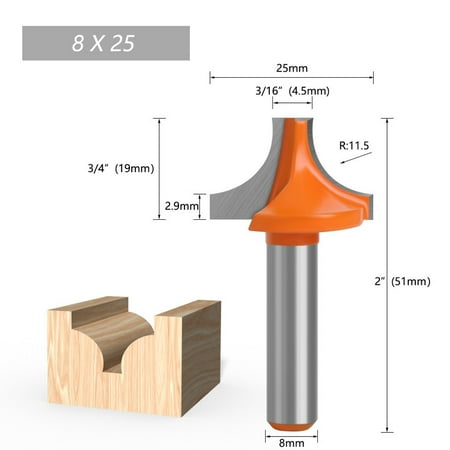 

RANMEI 8mm Shank Engraving Milling Cutter End Mill Woodworking Plunging Round- Over Bit