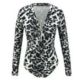 thumbnail image 4 of DYMADE Femmes Mode Couleur Bloc Sexy Léopard Print Body Manches Longues V-Cou Casual Combinaison, 4 of 5