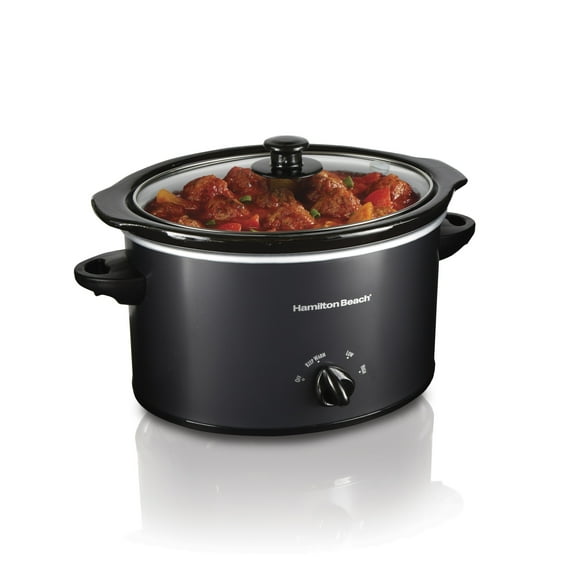 Hamilton Beach 3 Qt Slow Cooker, Stoneware Crock with Removable Pot, Black