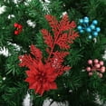 thumbnail image 2 of Pretty Comy Christmas Buffalo Plaid Poinsettias 6 Inches Artificial Christmas Tree Ornaments Checked Xmas Flower for Rustic Christmas Tree Wreath Garland, 2 of 6