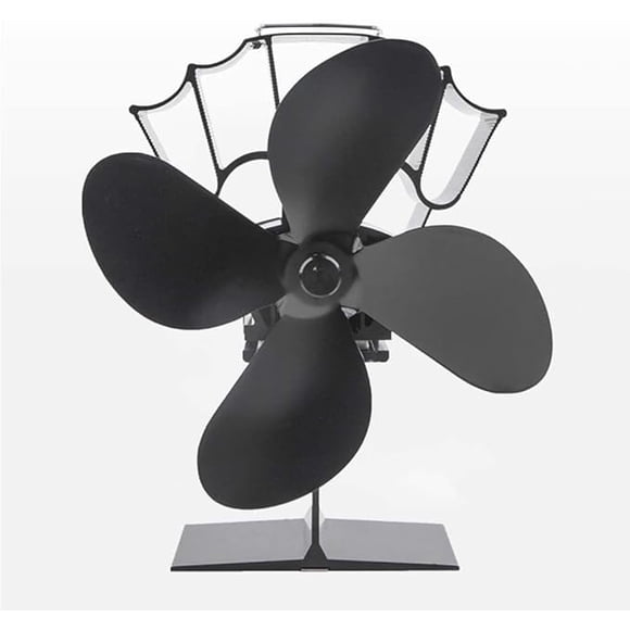 Efficient Ht Powered Firce Fan with 4 Blades for Wood Burning Stoves, Converts Ht to Mhanical Energy for Enhanced Warmth Circulation, Black