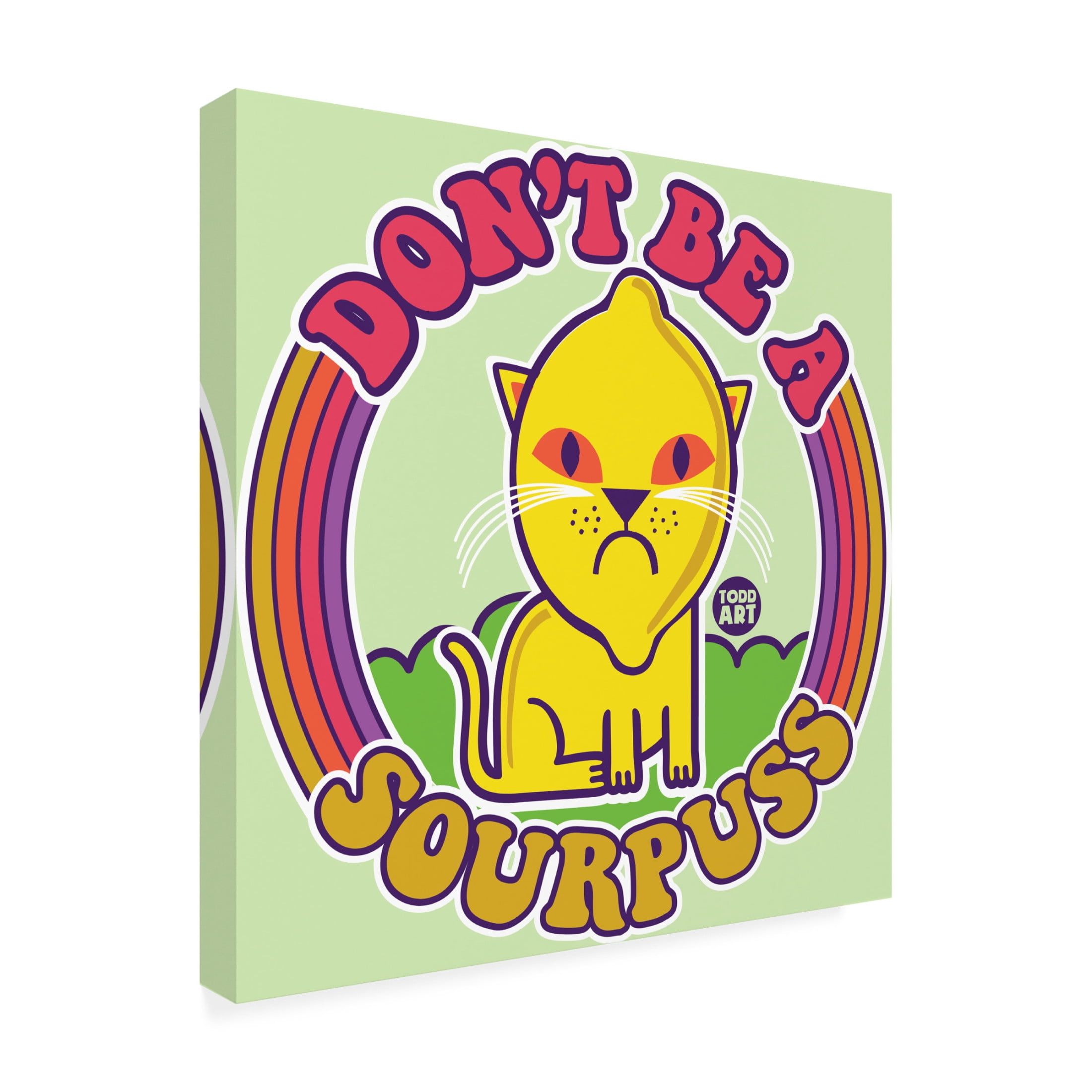 Canvas Wall Art - toddart 'Funshine Sourpuss' Wall Art for Living Room, Bedroom, or Office Décor by Trademark Fine Art - 18 x 18 Inches