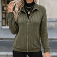 thumbnail image 5 of Sorvello Women's Full Zip Up Cardigan Sweater Lightweight Casual Long Sleeve Jackets with Pockets Army Green L, 5 of 6