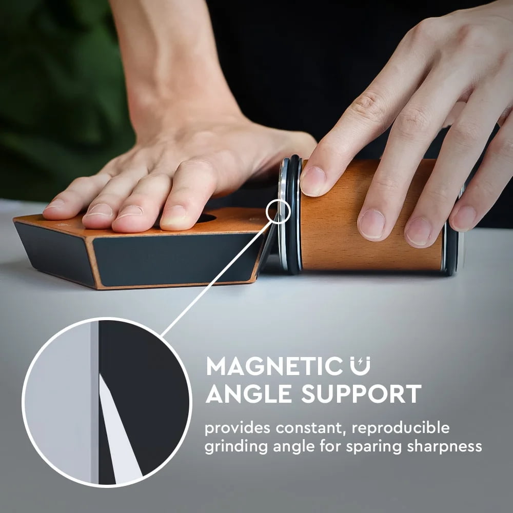 Akatsuki Rolling Knife Sharpener Kit 15°-22°Diamond #1000/#400 Tumbler Sharpening Stone for Kitchen Knife,with Finger Guard and Glove