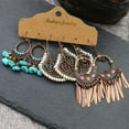 thumbnail image 5 of MATROOY 3 Pairs Retro Boho Tassel Earrings Set Ethnic Tribal Drop Dangle Women Jewelry-4, 5 of 9