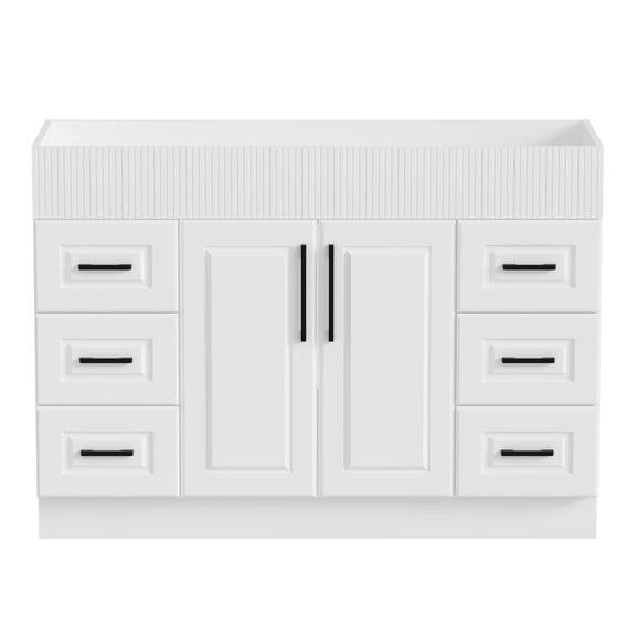 DodreHome 30 Inch Bathroom Vanity with Sink, Freestanding Bathroom Vanities Sink Combo, Modern Wave-Pattern Fluted Design, Undermount Sink Storage Cabinet, White