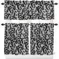 thumbnail image 2 of Kitchen Curtains Set, Grey Black Botanical Kitchen Curtains and Valances Set, Pastoral Spring Floral Summer Art Rod Pocket Tier Curtains 36 Inch Length for Cafe/Bedroom Windows, 2 of 6