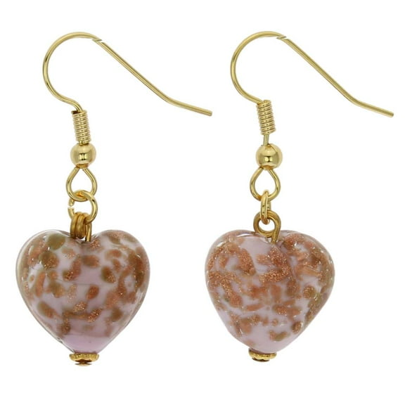 GlassOfVenice Murano Glass Starlight Hearts Earrings - Rose Pink