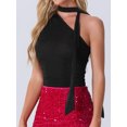 thumbnail image 2 of DARING DIVA Women's One Shoulder Sleeveless Ruched Crop Tank Top S Black, 2 of 6