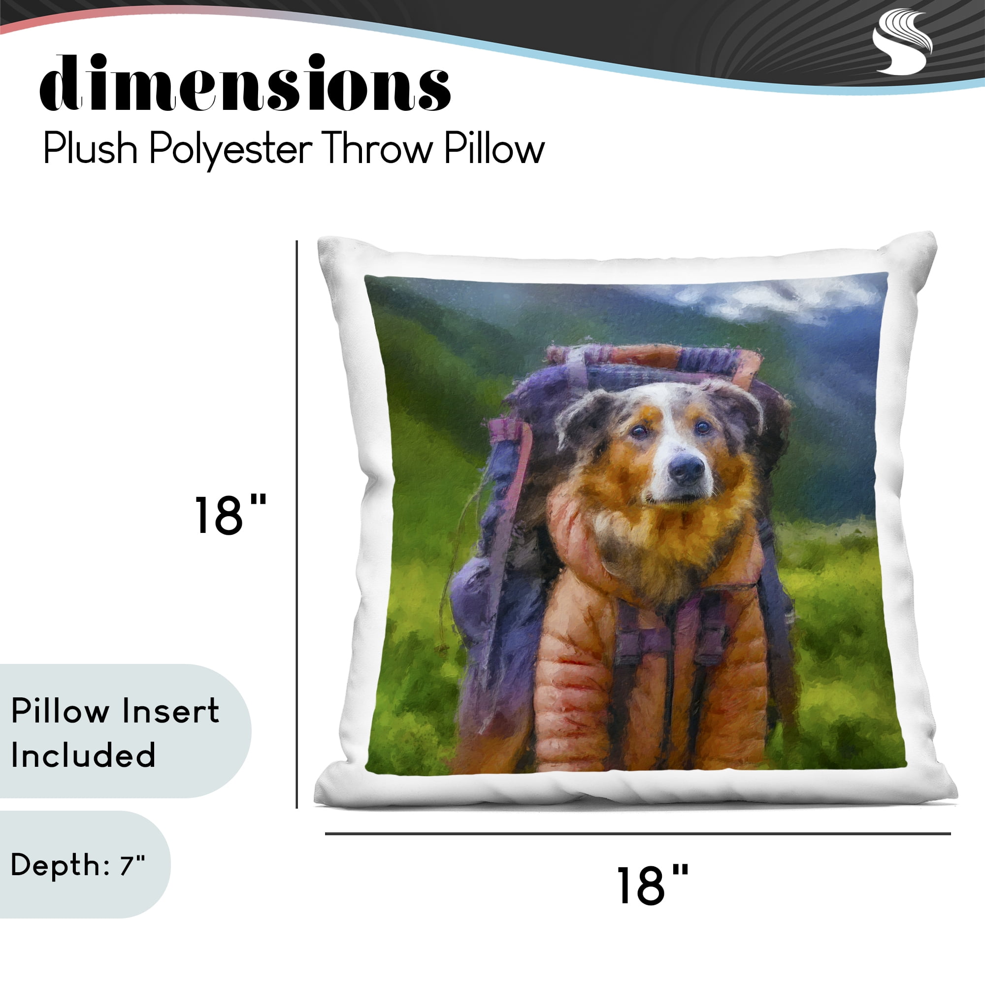 Stupell Industries Backpacking Hiker Dog Decorative Printed Throw Pillow, design by Sean Parnell, 18 x 7 x 18