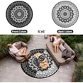 thumbnail image 2 of Round Outdoor Rugs 6ft Waterproof Patio Plastic Straw Rug Reversible Camping Carpet Lightweight Indoor Area Rug for Picnic RV Camping Balcony Graden Beach Boho Porch Decor,Black and white, 2 of 9