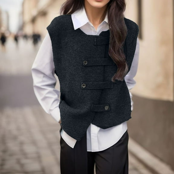 Women Vest Knitted Sleeveless Pullover Top Casual Retro Ladies Vests Lightweight with Pockets down Vest Womens Long Suede Jacket Women Long Women Vest Jackets Dressy Oilcloth Vest Women's Vest Long