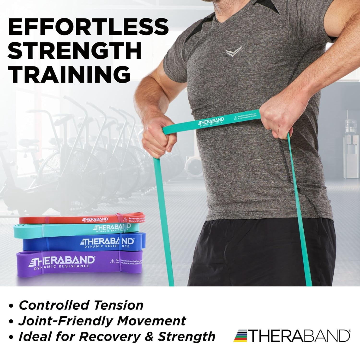 THERABAND High Resistance Bands Set of 4, Light to Extra-Heavy Elastic Super Bands for Full Body Workouts, Physical Therapy, Strength Training, Durable 41” Loop Exercise Bands, 15-50 lbs Resistance