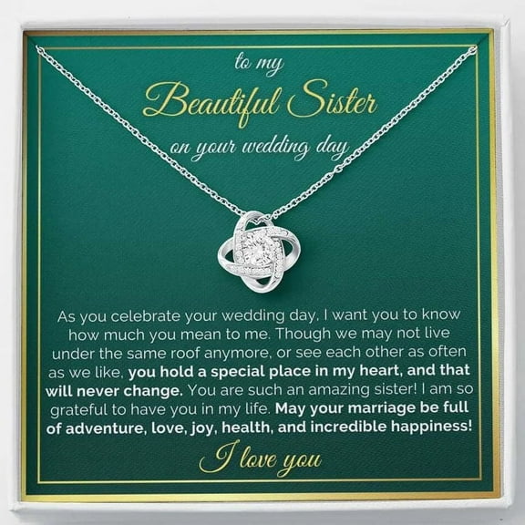 Sister of The Bride Necklace, Sister Wedding Gift for Bride from Sister on Wedding Day, Meaningful Gift