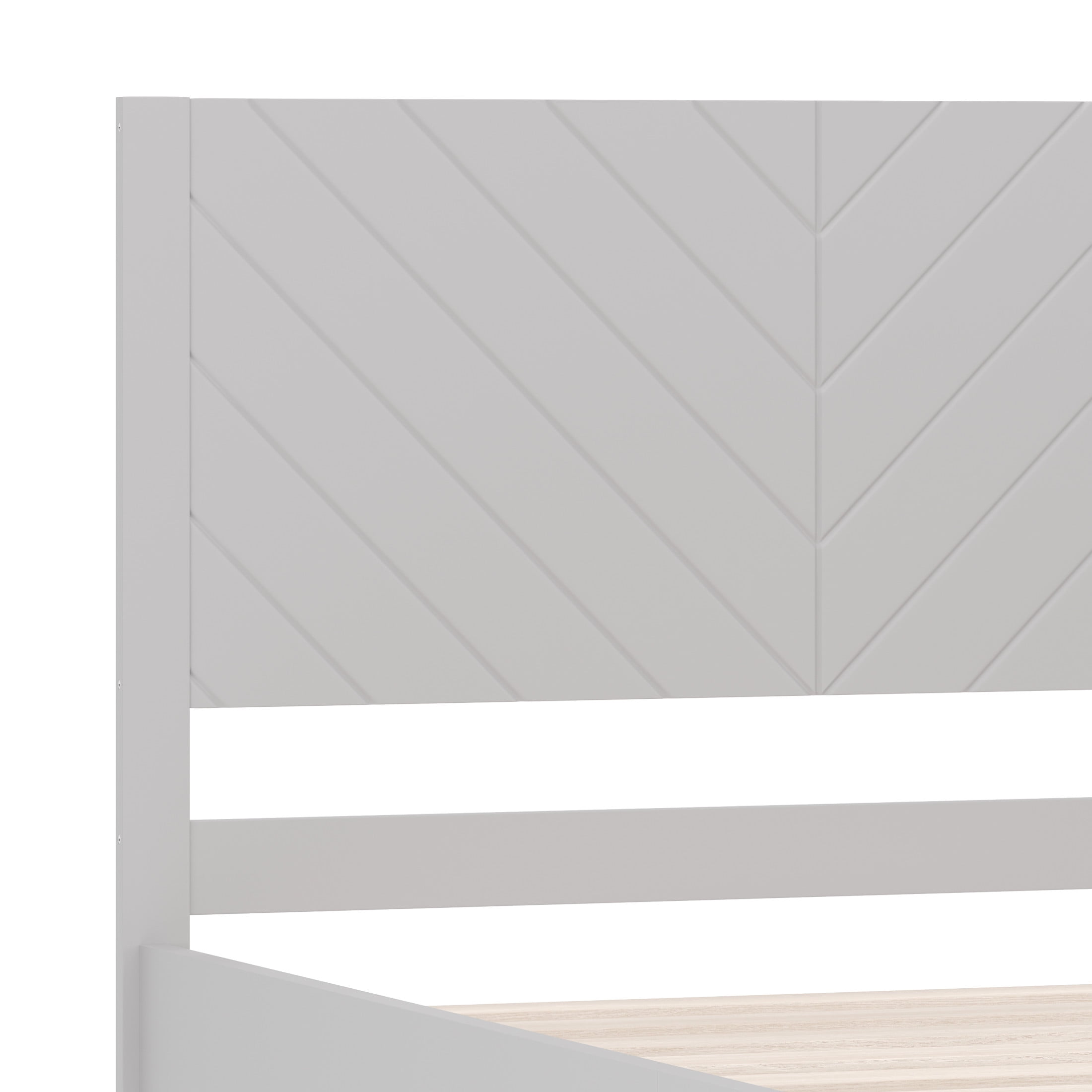 Buzz & Bloom Kids Twin-Size Platform Bed with Panel Headboard and Footboard, Gray