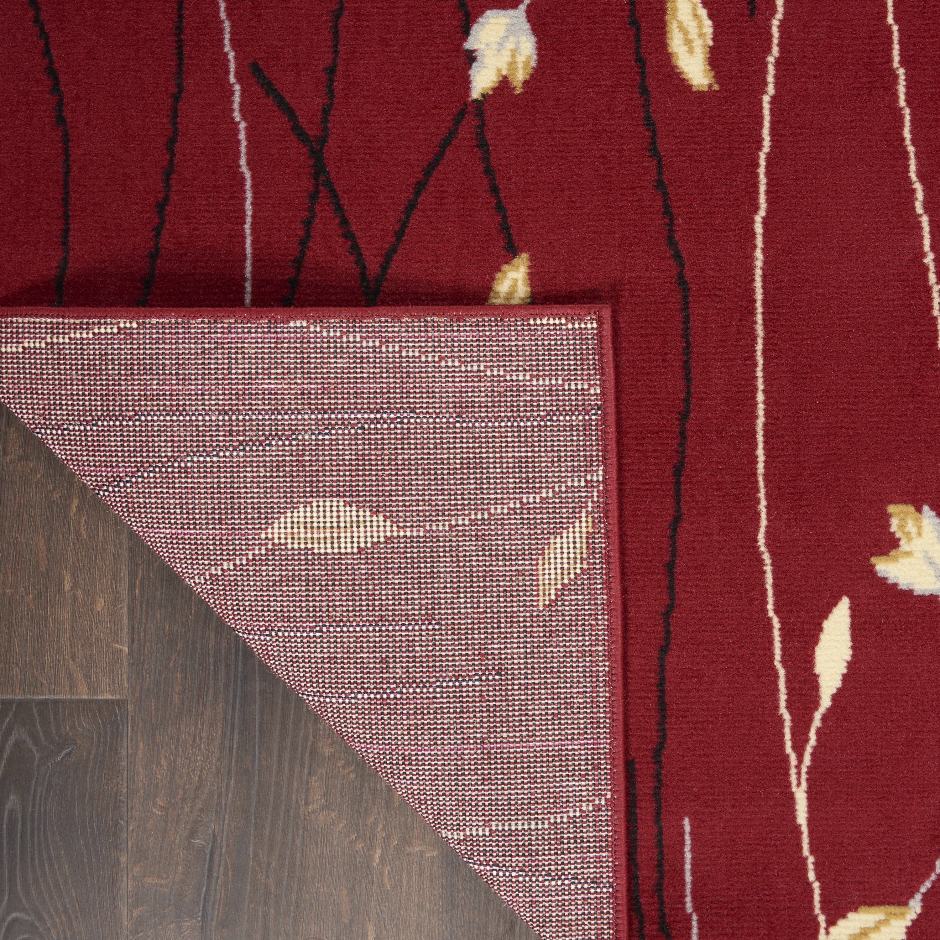 Nourison Grafix Transitional Botanical Red 2'3" x 7'6" Area Rug, (8' Runner)