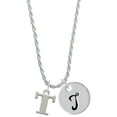thumbnail image 1 of Delight Jewelry Silvertone Large Initial - T - Silvertone Script Initial Disc - T - Charm Necklace, 20"+3", 1 of 4