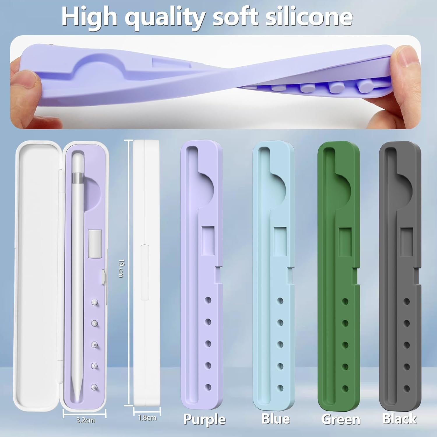 Storage Box with Lid and 5 Pack Pencil Tips for Apple Pencil 1st