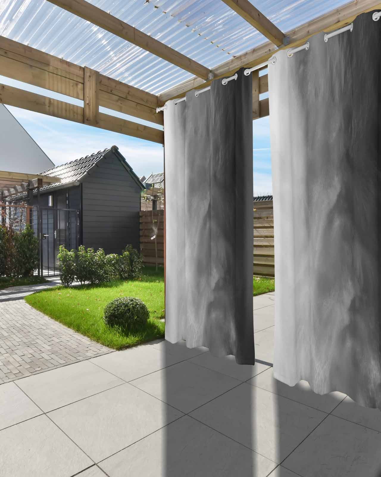 Black Grey Ombre Outdoor Curtains for Patio, Coastal Beach Modern Abstract Art Privacy Drapes Grommet Waterproof Outside Curtains for Porch/Cabana/Balcony 54"x 95", 2 Panel