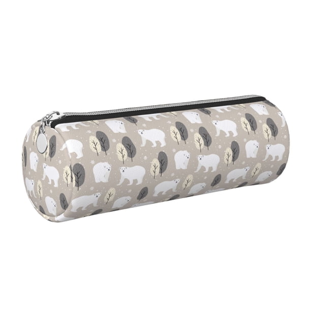 Disketp winter Snowflake beer Estuche Organizador de Lápices de Cuero, Estuche de Oficina con Cremallera para Bolígrafo y Lápiz