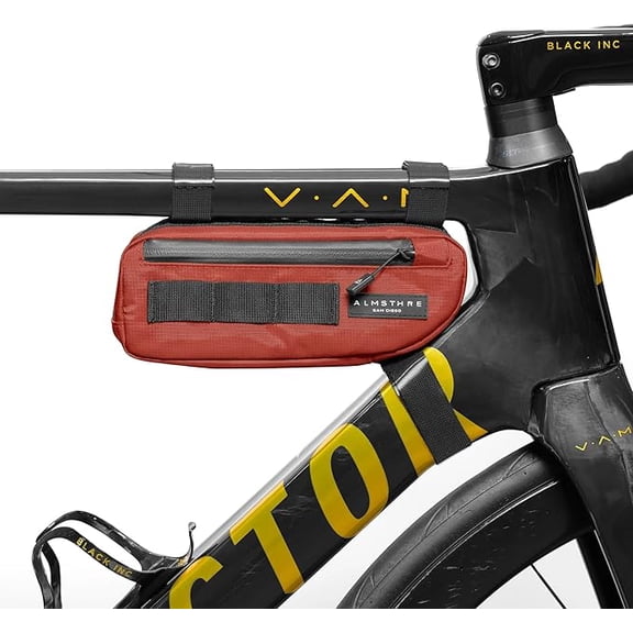 ALMSTHRE Compact Bike Frame Bag, Weather-Resistant, Waterproof Zippers, Rust Red