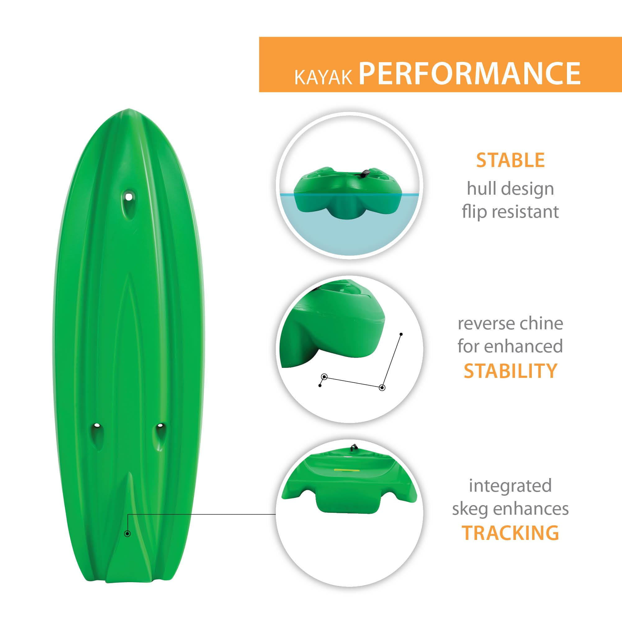 Lifetime Recruit 6.5 ft Youth Sit-On-Top Kayak with Paddle, Spring Green (91125)