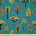 thumbnail image 2 of Ambesonne Tropical Fabric by the Yard Microfiber, Exotic Fall Season Trees, 10 Yards, Orange Petrol Blue, 2 of 2
