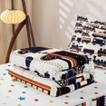 thumbnail image 6 of Manfei Vintage Train Zipper Twin Comforter Sets with Fitted Sheet and 2 Pillowcases,Retro Boys Art Zipper Bedding Set,White,Polkadot Reversible,4pcs, 6 of 8