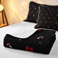 thumbnail image 4 of Homewish Cartoon Plant Mushrooms Twin Quilt Set,Cute Bowtie Twin Coverlet Set,Red Black,Black Reversible,2pcs, 4 of 7