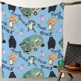 thumbnail image 4 of Soft Skin-Friendly 'Trash Truck' Flannel Blanket Adorable Animated Polyester  Warm Cozy for Sofas Beds Offices Camping Travel Gifts  All Seasons, 4 of 6