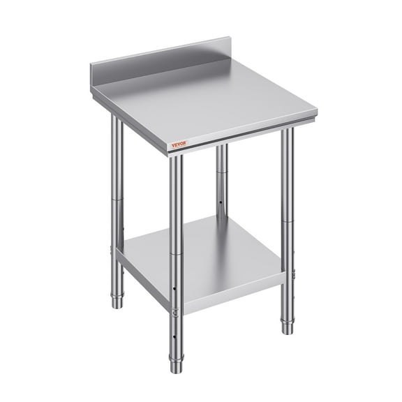 VEVOR 24 x 24 x 35 Inch Stainless Steel Work Table, Commercial Food Prep Worktable Heavy Duty Prep Worktable, Metal Work Table with Adjustable Height for Restaurant, Home and Hotel