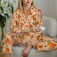 thumbnail image 6 of Yiaed Squirrel And Mushroom Print Pajamas Women's Long Sleeve Sleepwear Soft Button Down Loungewear Pjs Lounge Set Nightwear Womens Pajama Pants-Large, 6 of 7