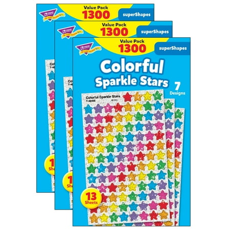 UPC: 0194629091591 | TREND Colorful Sparkle Stars superShapes Value Pack 1300 Per Pack 3 Packs