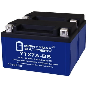 YTX7A-BS Lithium Replacement Battery Compatible with Powersport CYTX7A Battery - 2 Pack