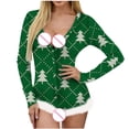 thumbnail image 4 of Samickarr One Piece Nightwear Pajamas Bodysuits for Women Shorts Butt Flap Christmas Pajamas for Women Sexy Deep V Neck Long Sleeve Button-down Front Lingerie Bodycon Rompers Jumpsuit Pajamas, 4 of 8