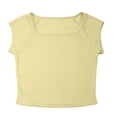thumbnail image 4 of Landzoo Kids Girls Tops Solid Color Short Sleeve Square Collar Shirt Summer Comfortable Toddler Girls T-Shirt Size 11-12 Years Light Yellow, 4 of 9
