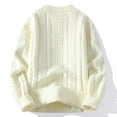 thumbnail image 4 of Bcresic Mens Crewneck Pullover Sweater Striped Textured Long Sleeve Knitted Sweaters Casual Solid Jumper Drop Shoulder Knit Blouse Plus Size Clothes,Beige 02,X-Large, 4 of 5