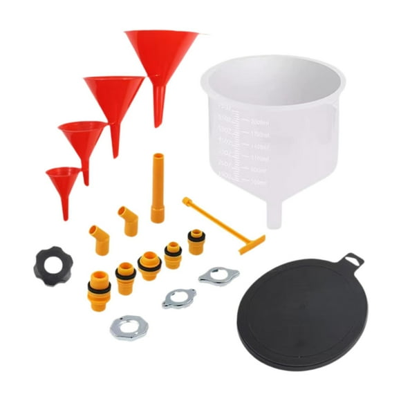 Kit de embudo de Nospill genérico, 19 Uds., con adaptadores, Kit de purga de radiador profesional resistente al desgaste a prueba de Embudo rojo