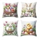 thumbnail image 2 of Juego de 4 fundas de almohada de Pascua | Fundas de cojín decorativas de 45 x 45 cm con estampados de conejos y huevos para sofá, decoración del hogar, 2 of 6