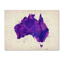 Trademark Art 'Australia Paint Splashes Map' Canvas Art by Michael Tompsett
